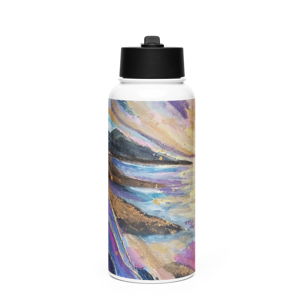 Where Light Meets the Shore — Straw-Lid Water Bottle (32oz)
