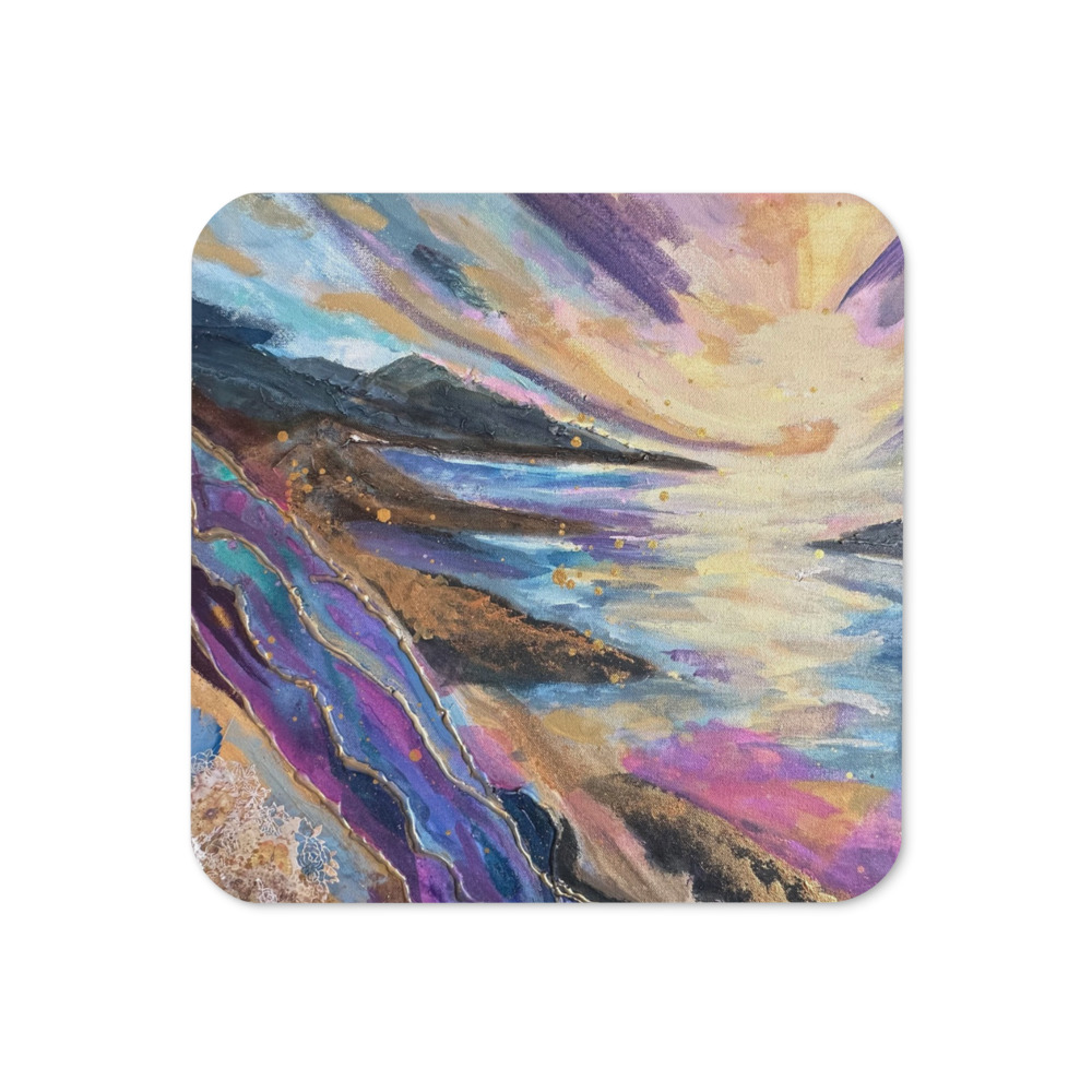 Where Light Meets the Shore — Cork-Back Coaster
