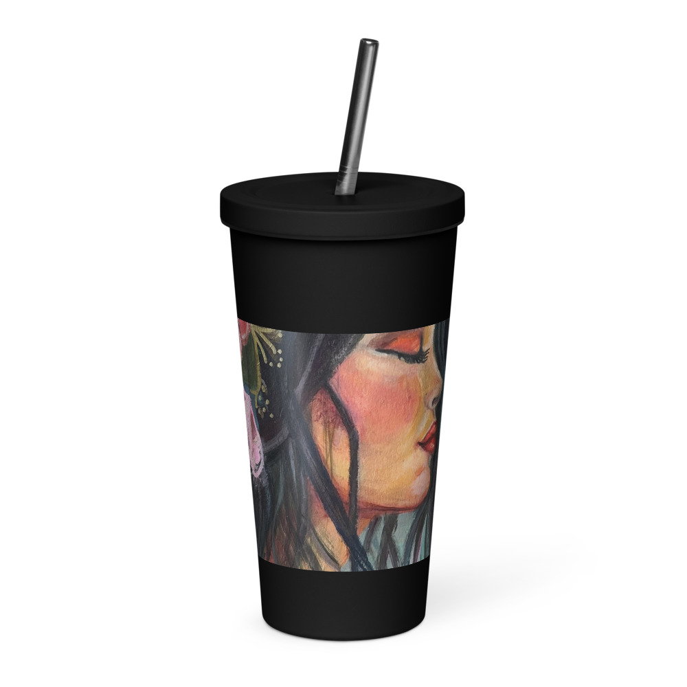 Camellia Muse — Insulated Tumbler with Straw