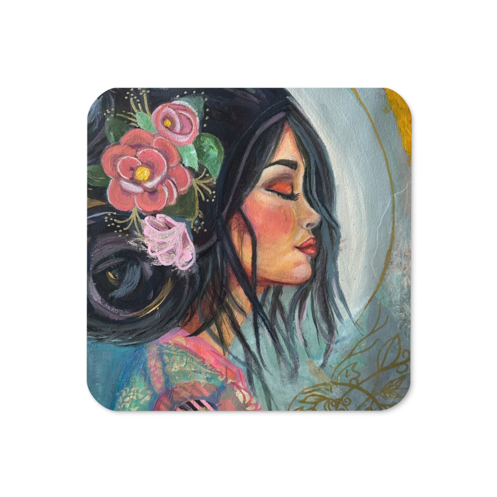 Camellia Muse — Cork-Back Coaster
