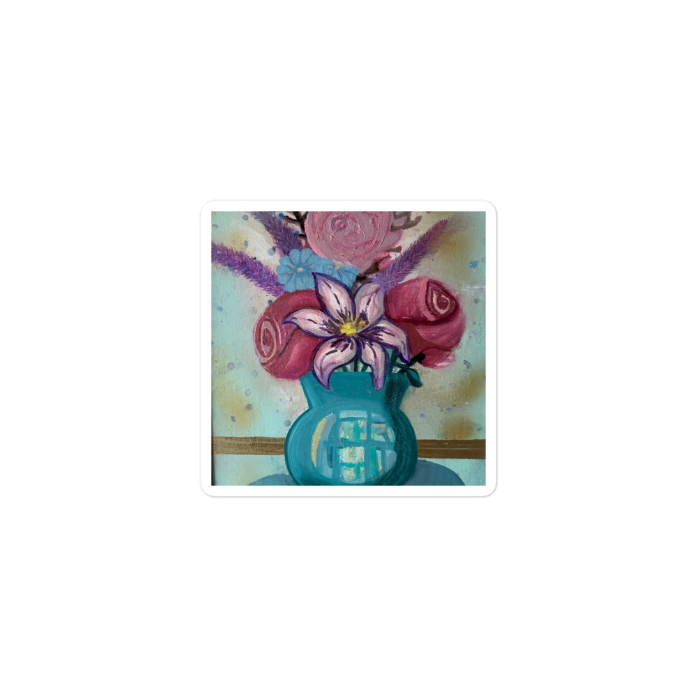 Bouquet in Teal — Die-Cut Sticker (3")