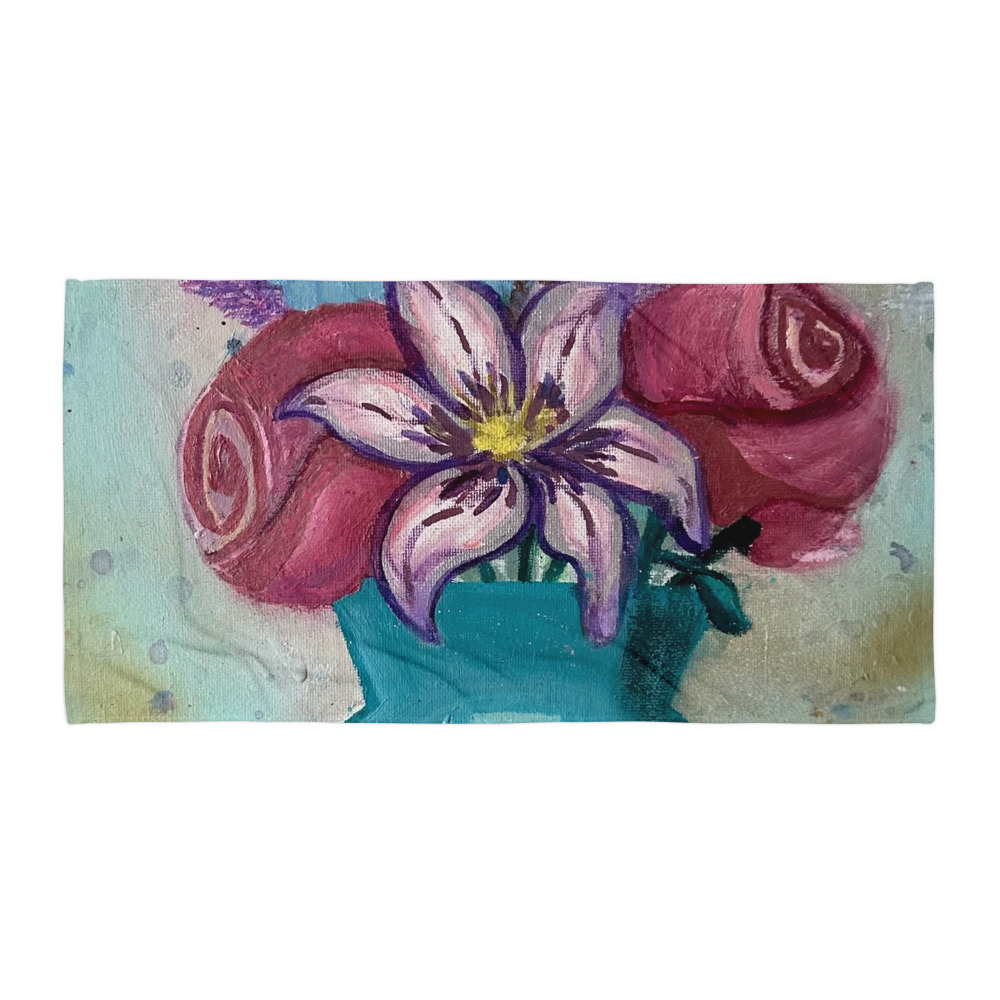 Bouquet in Teal — Beach Towel (30"×60")