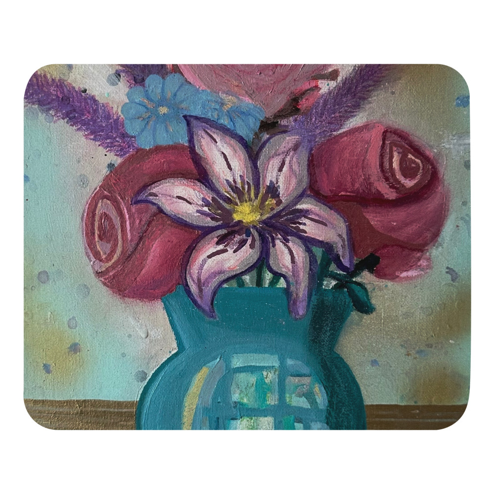 Bouquet in Teal — Mouse Pad