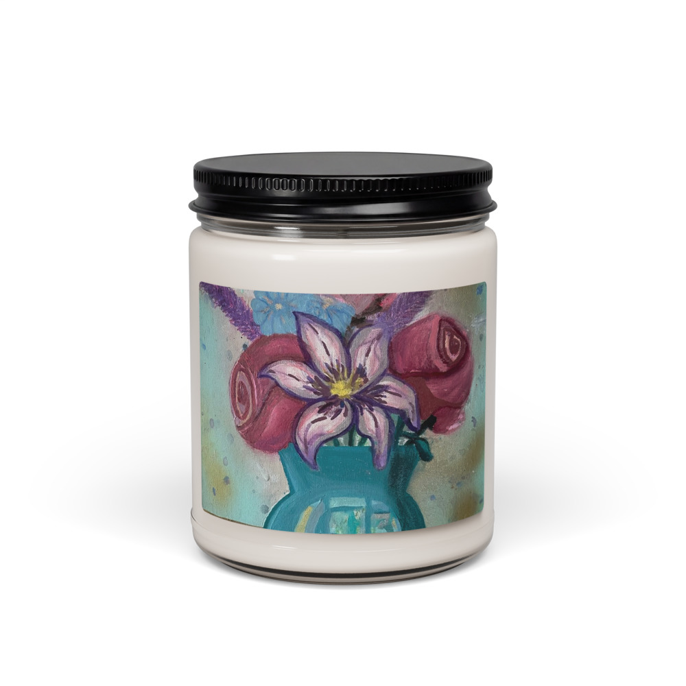 Bouquet in Teal — Scented Soy Candle (Sea Salt & Orchid)