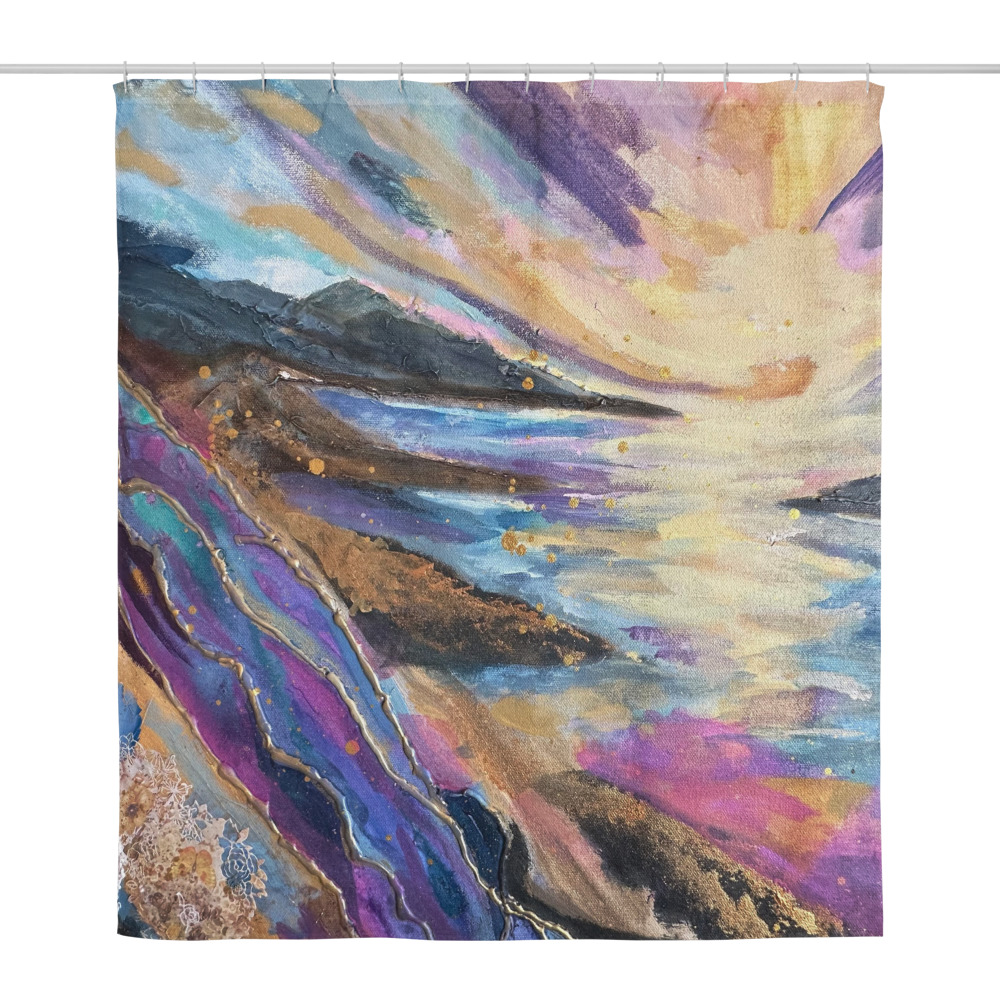 Where Light Meets the Shore — Shower Curtain (71″×74″)