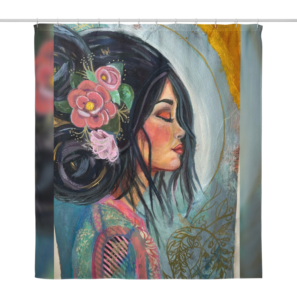 Camellia Muse — Shower Curtain (71″×74″)