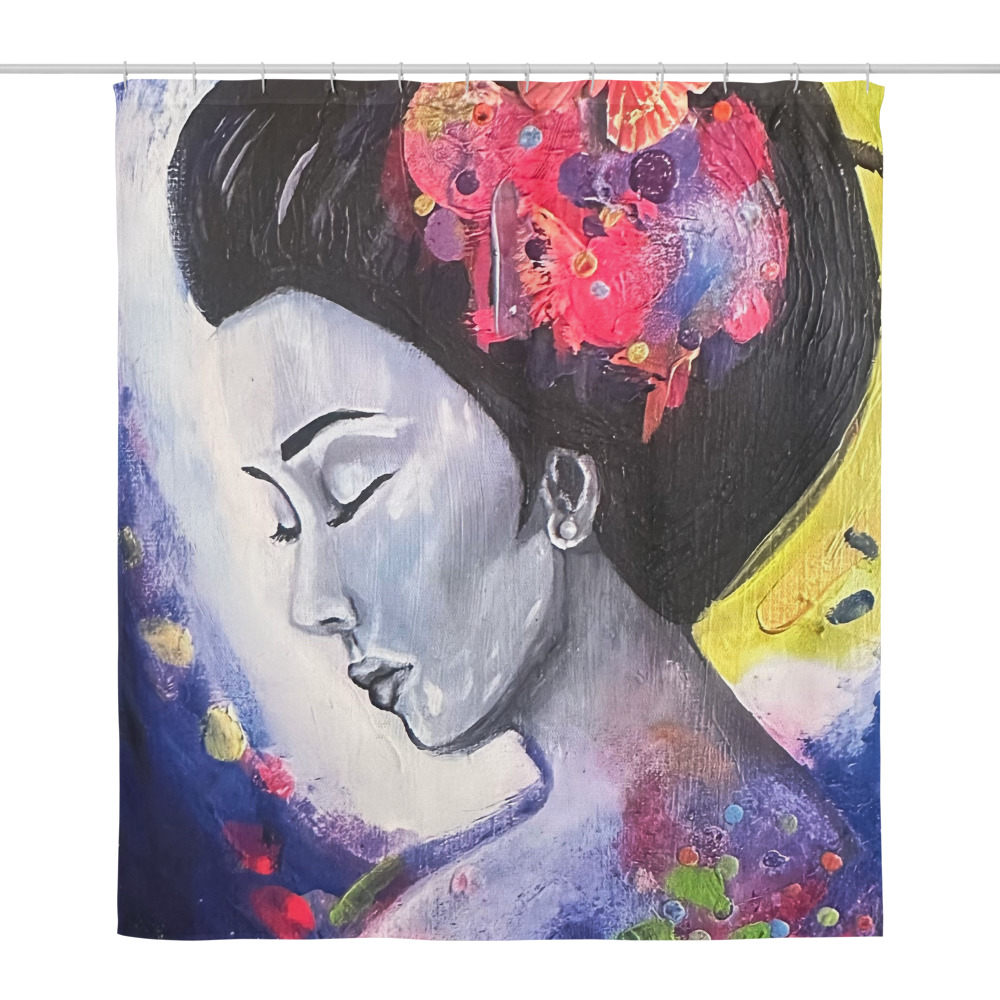 Geisha Moon — Shower Curtain (71″×74″)