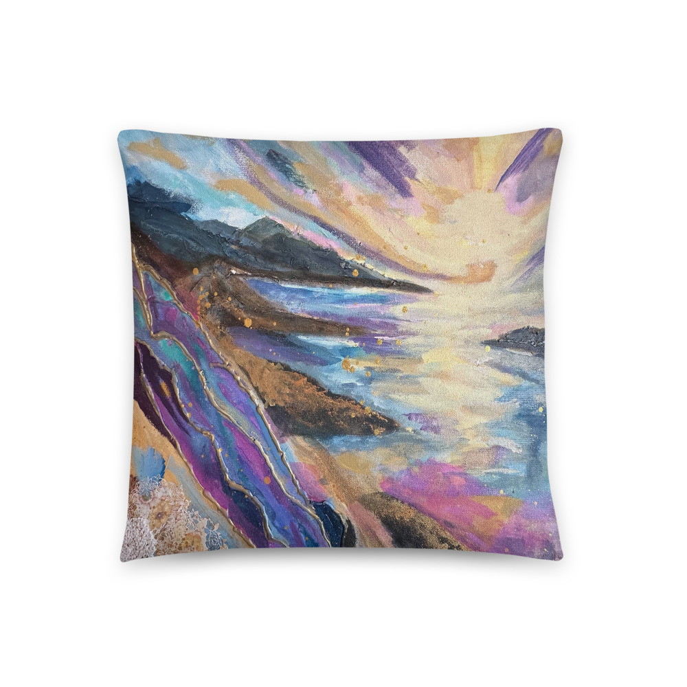 Where Light Meets the Shore — Throw Pillow (18" × 18")