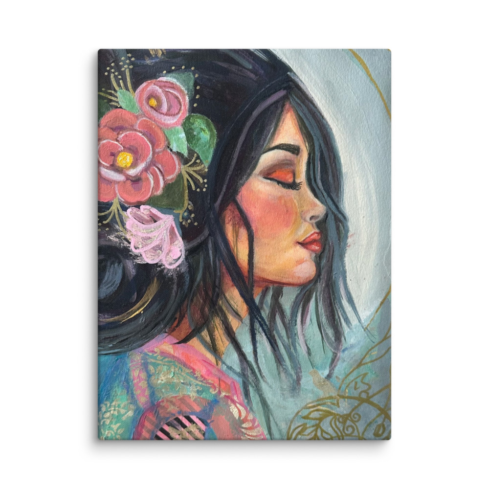 Camellia Muse — Canvas Print (18" × 24")