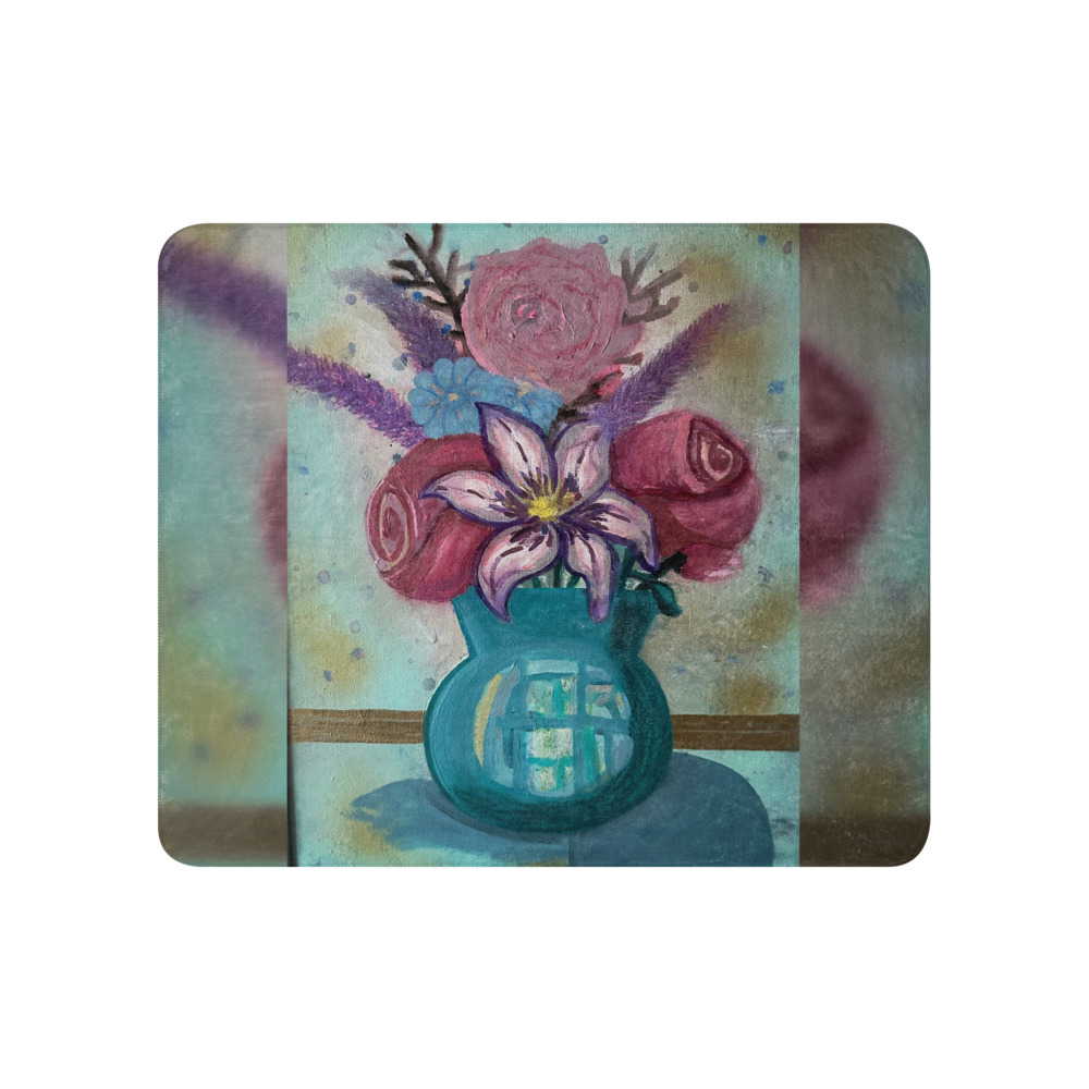 Bouquet in Teal — Sherpa Blanket (50" × 60")